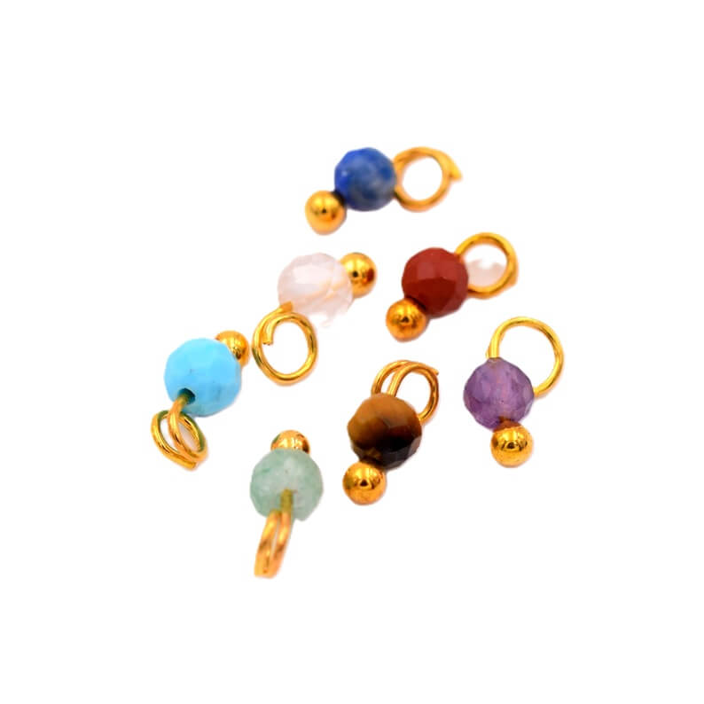 Pendentif breloque mix de pierres 3mm - Trou: 1mm