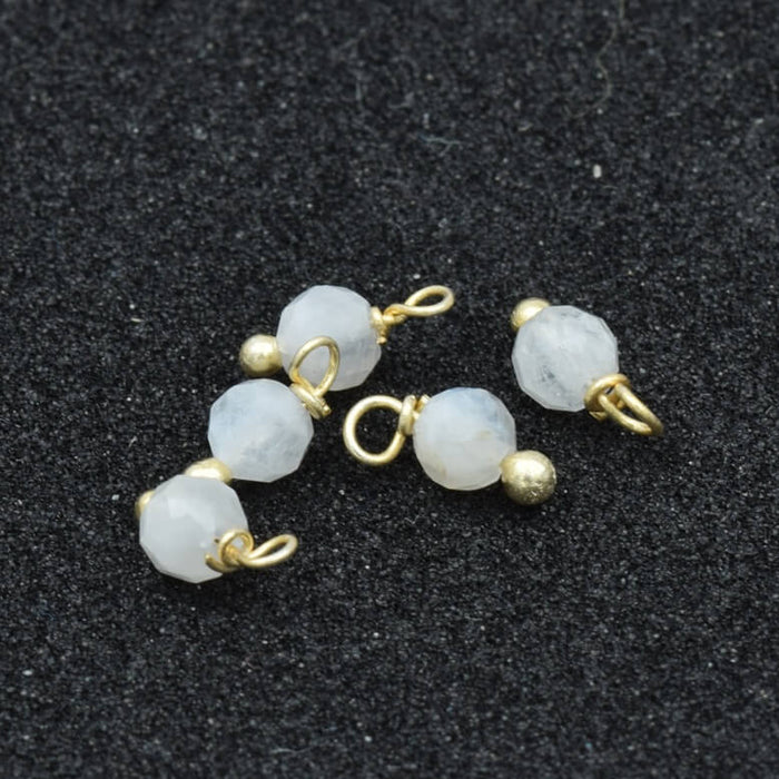 Breloque pierre de lune à facettes 3.5mm laiton doré - Trou: 0.8mm (5)