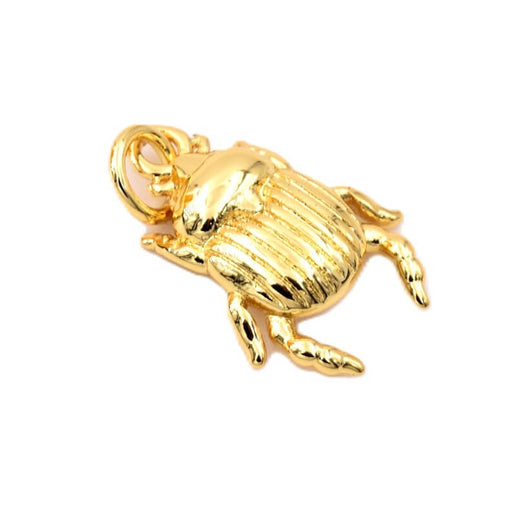Pendentif scarabée laiton doré 16x12mm avec anneau - Trou: 2.5mm (1)