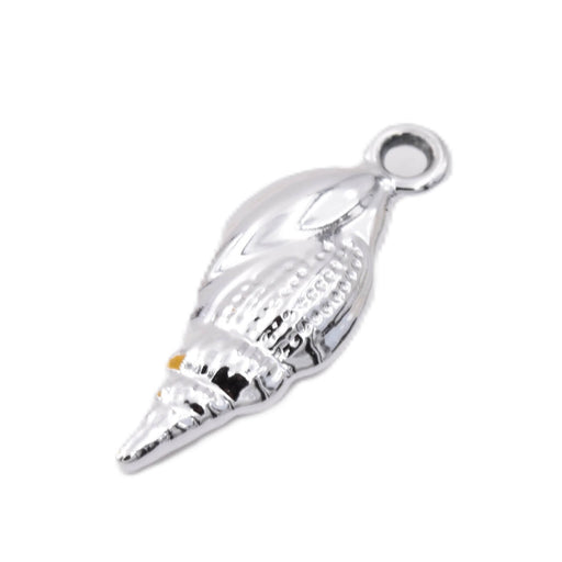 Pendentif coquillage laiton argenté 19x9mm - Trou 1.2mm (1)