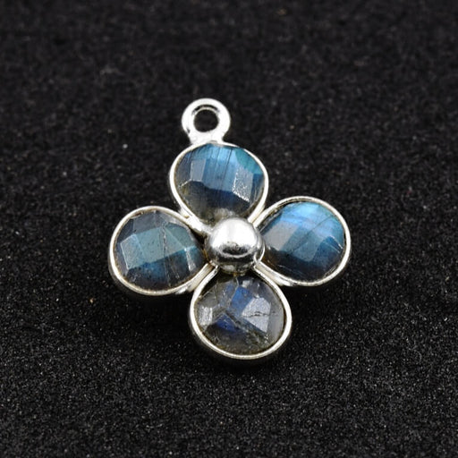 Pendentif fleur en labradorite et argent 925 17mm - Trou: 1mm (1)