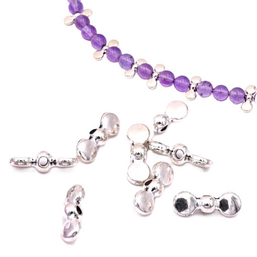 Perles noeud papillon laiton argenté 4.5x12mm - Trou: 1mm (10)