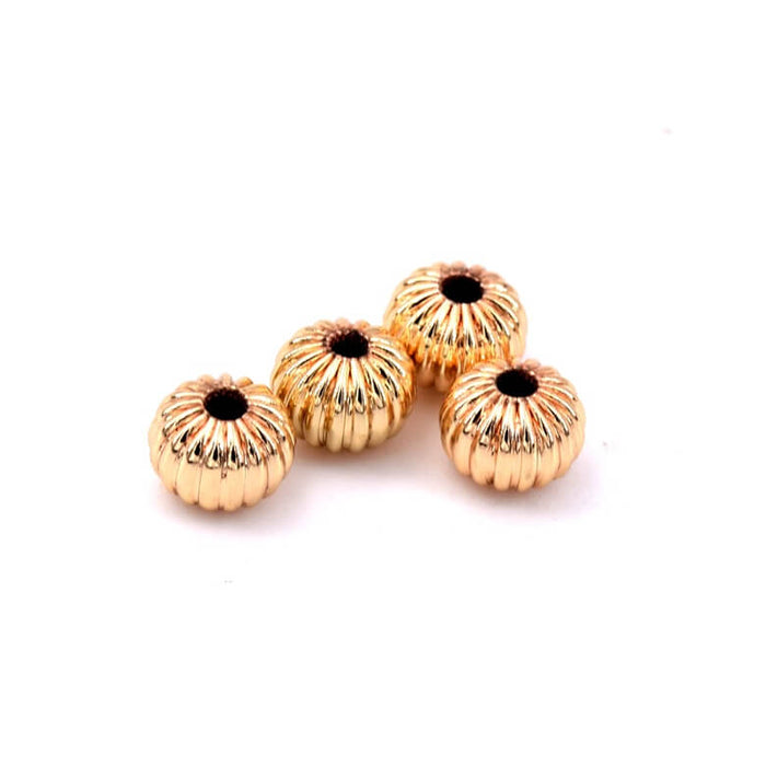 Perle rondelle rainurée en laiton doré 6x5mm - Trou: 1mm (4)