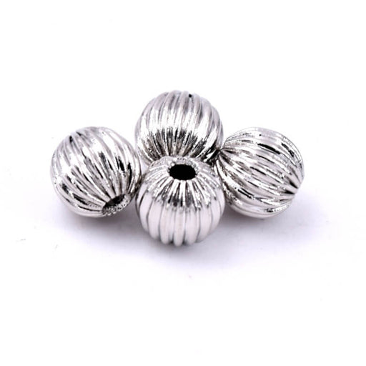 Perle rondelle rainurée en laiton platine 6mm - Trou: 1mm (4)