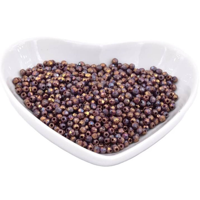Perles facettes de boheme Luster Opaque Bronzed Smoke 2mm (50)