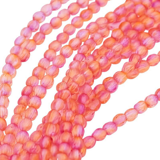 Perles Facettes de Bohème Fushia Cantaloupe 4mm (50)