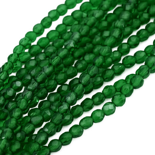 Perles Facettes de Bohème Vert Emeraude 4mm (50)