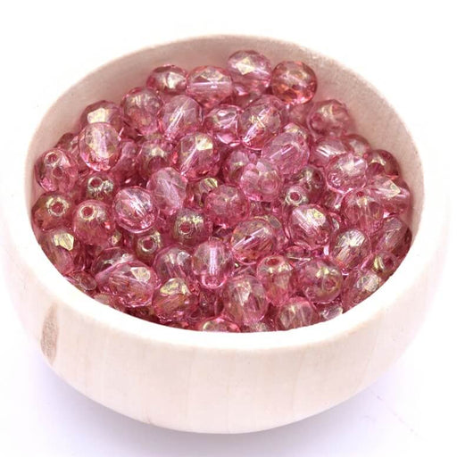 Achat Perle facettes de boheme Transparent Topaz Pink 6mm (50)