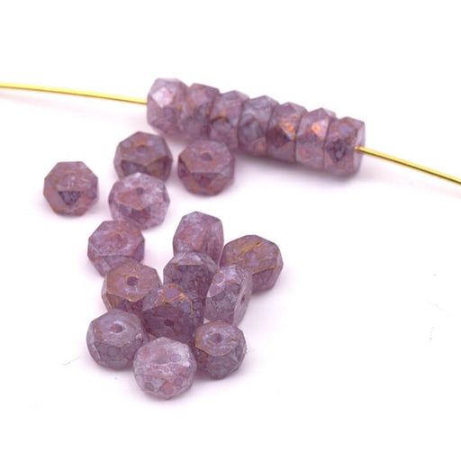 Achat Perle rondelle facette de Bohème Luster - Stone Pink 6x3mm - Trou : 1mm (50)