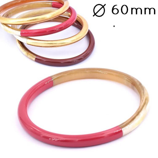 Achat Bracelet jonc corne laqué Viva Magenta 60mm - Epaisseur : 6mm (1)