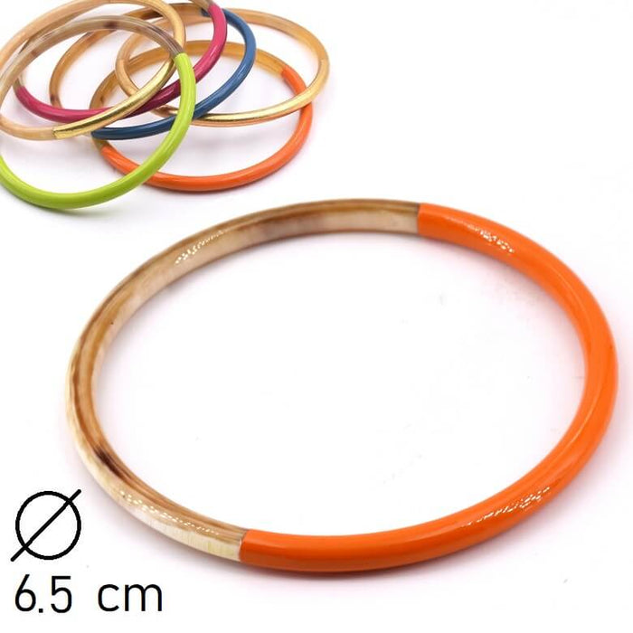 Bracelet jonc corne laqué orange tangelo 65mm - Epaisseur : 3mm (1)