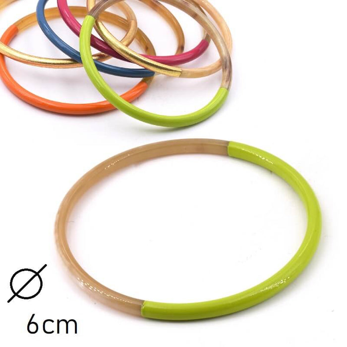 Bracelet jonc corne laqué vert love bird 60-63mm - Epaisseur : 3mm (1)