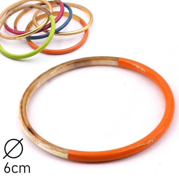 Bracelet jonc corne laqué orange tangelo 60-63mm - Epaisseur : 3mm (1)