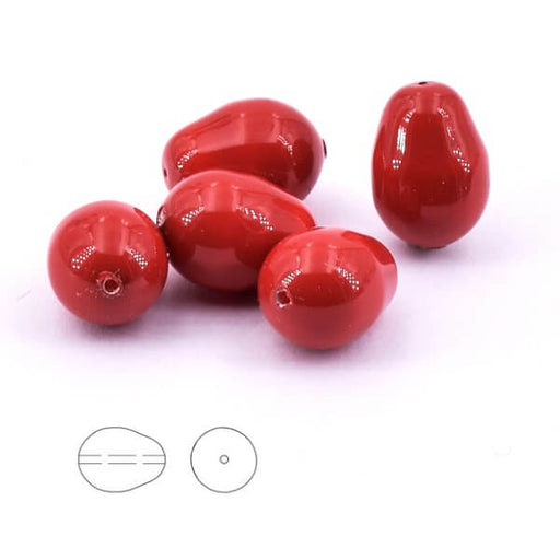 Perles 5821 crystal rouge corail 12x8mm (5)