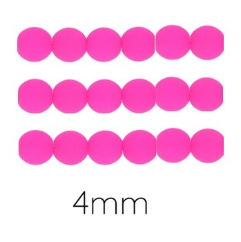 Perle ronde de Bohème fluo Neon Pink Rose 4mm (50)
