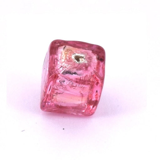 Achat Perle de Murano cube rubis et argent 6x6mm (1)