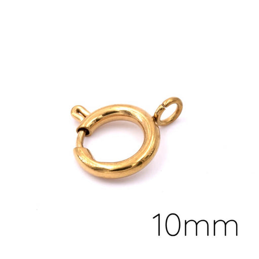 Fermoir rond à ressort acier inoxydable doré 10mm (1)