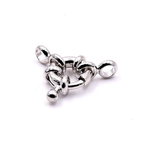 Fermoir rond bouée laiton rhodié 9mm - Trou: 3mm (1)