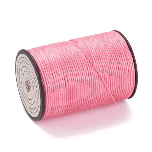 Cordon polyester torsadé ciré Brésilien rose bonbon 0.8mm (bobine 50m)
