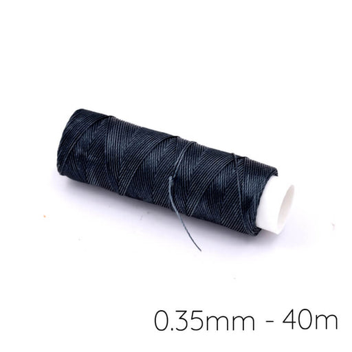 Cordon polyester tressé ciré gris anthracite 0.35mm - 40m (1)