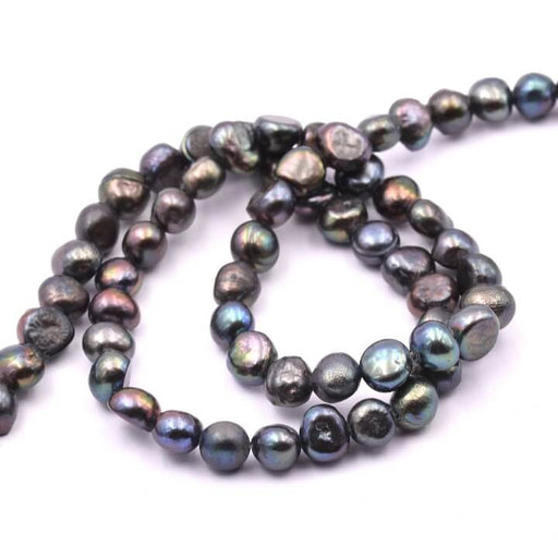 Achat Perle d&#39;eau douce pépite tahitien gris irisé 6-7x5-6mm (1fil-37cm)