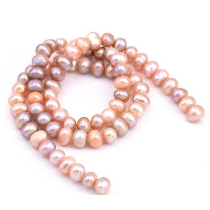 Perle d'eau douce potatoe beige rose poudré 5-5.5x7mm (1fil-40cm)