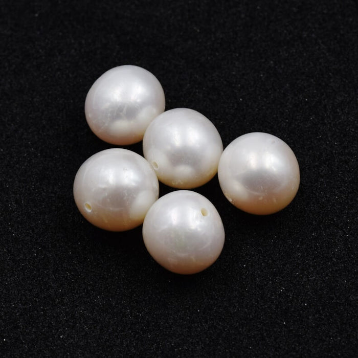 Perle d'eau douce Potatoe ronde blanc 8-9mm ( 5 Perles)