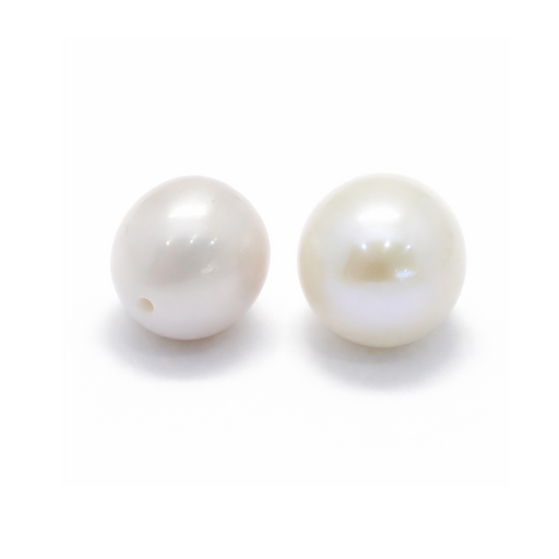 Perles d'eau douce rondes ovales light cream semi percées 10x9mm - Trou: 0.8mm (2)