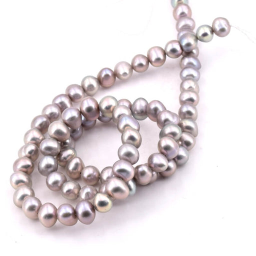 Achat Perle d&#39;eau douce potatoe gris clair 6-6.5mm (1 fil-40cm)