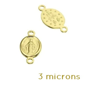 Connecteur vierge médaille miraculeuse Plaqué or 3 Microns 8x6mm (1)