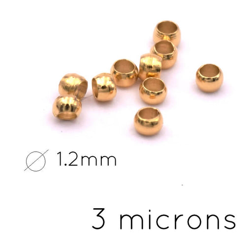 Perle à écraser plaqué or 3 microns - 2mm - trou : 1.2mm (10)