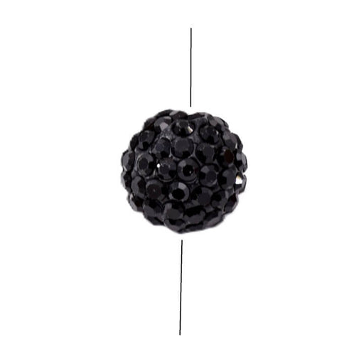 Perle style shamballa ronde jet noir 12mm - Trou: 1mm (1)