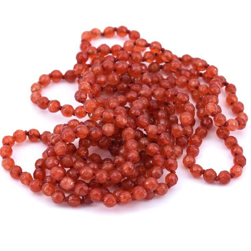 Achat Sautoir perle ronde facettes en Agate rouge 4.5mm (1)