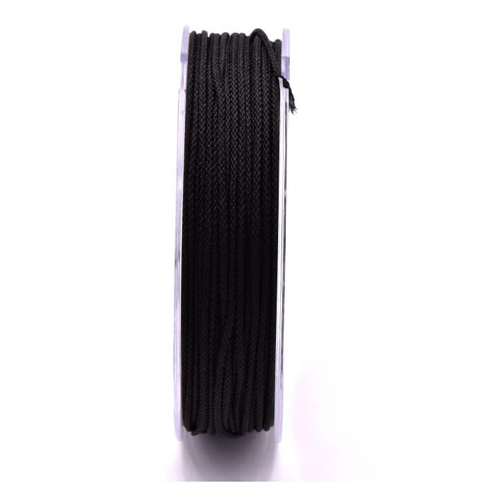 Cordon nylon tressé noir 1.5mm - Bobine 18m (1)