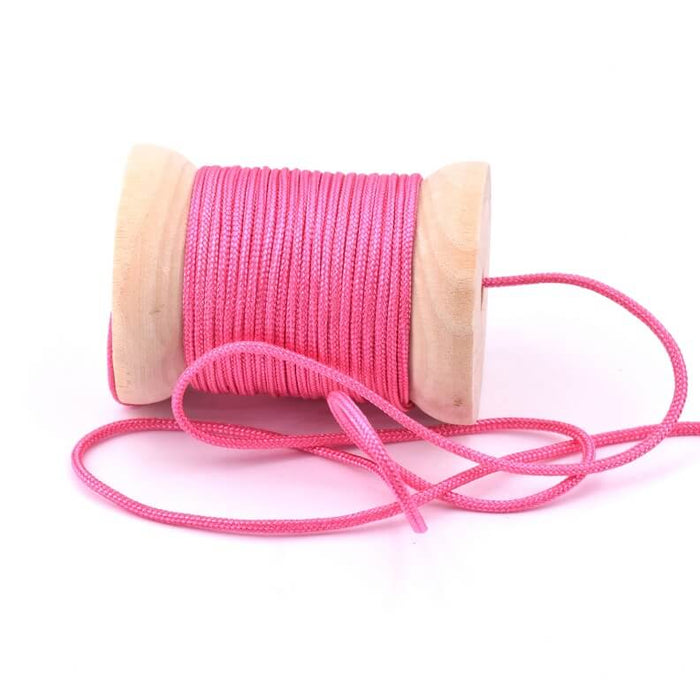 Cordon fil rond tressé en nylon rose - 1.5mm (3m)