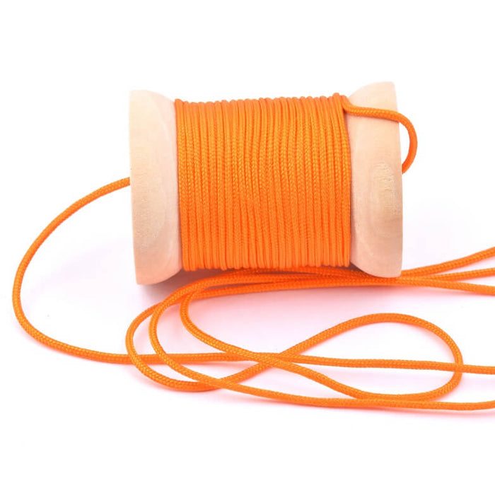 Cordon fil rond tressé en nylon orange - 1.5mm (3m)