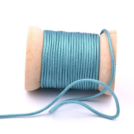 Cordon fil rond tressé en nylon bleu turquoise - 1.5mm (3m)