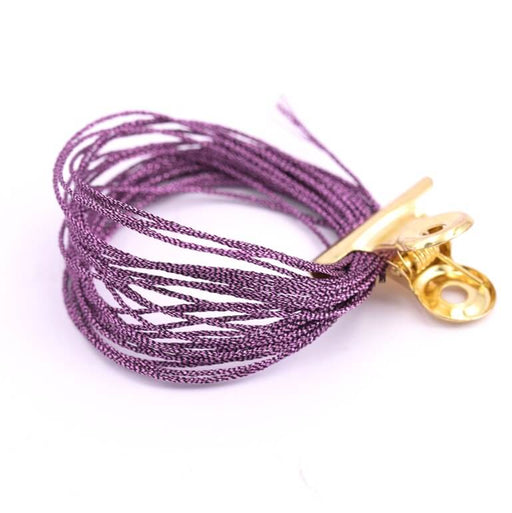Achat Cordon fil métallique et polyester violet 1mm (3m)