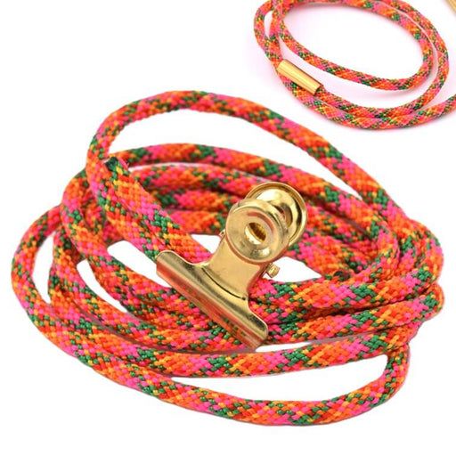 Cordon en polyester tressé paracorde rose vert orange 3mm (1m)