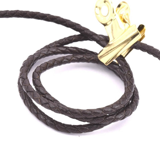 Cordon En Cuir Tressé Rond 4 Mm - Longueur 1 M, Couleur Bleu - Pour Fabrication Bijoux, Bracelets, Colliers DIY