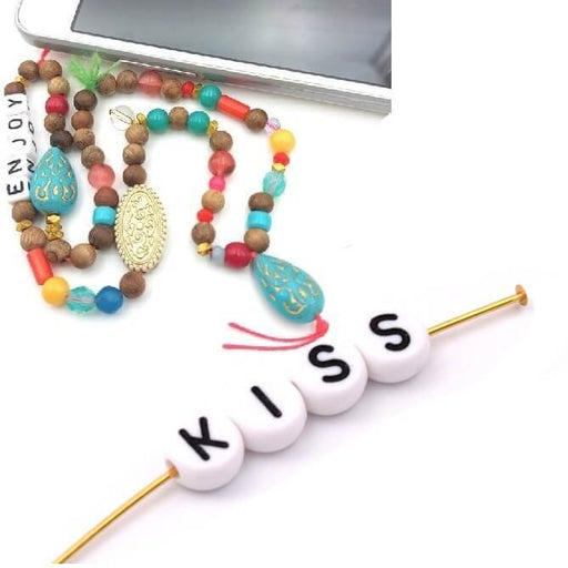 Achat Mot KISS - 4 perles lettres rondes 7mm (1 mot)