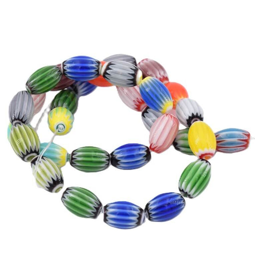 Millefiori perle tube baril multicolore 8x12mm - trou: 1mm (1 fil)