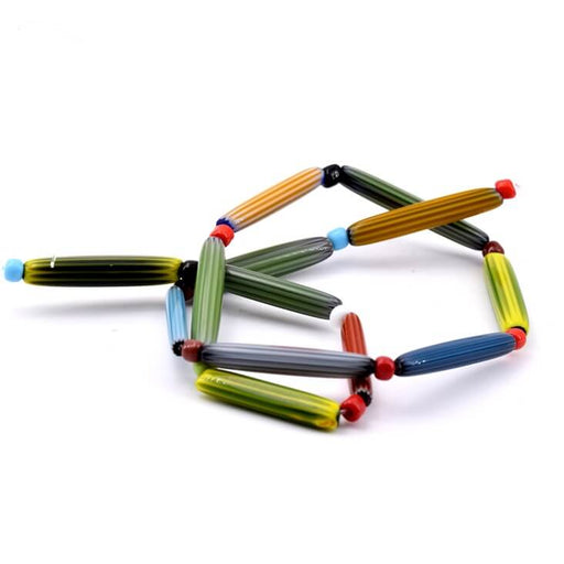 Millefiori perle tube multicolore 29x5mm - Trou: 1mm (1 fil)