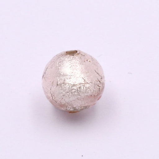 Perle de Murano ronde Champagne et argent 10mm (1)