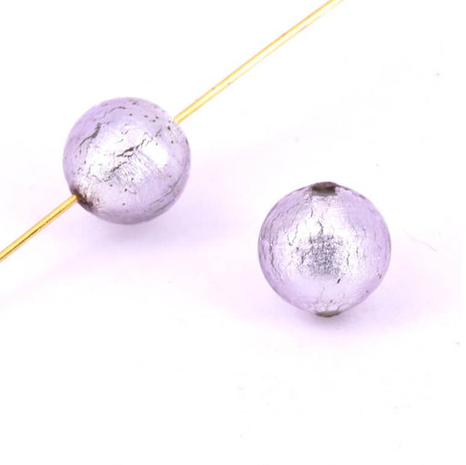 Achat Perle de Murano ronde rosé argent vieilli 12mm (1)