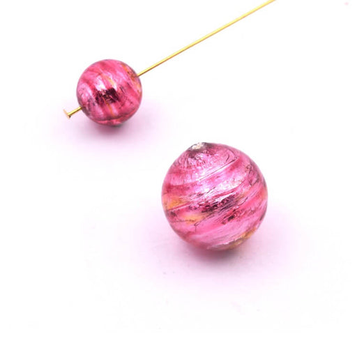 Achat Perle de Murano ronde rubis et argent 10mm (1)