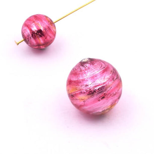Achat Perle de Murano ronde rubis et argent 12mm (1)