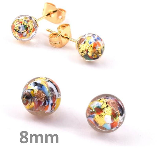 Achat Perle de Murano ronde multicolore semi-percée 8mm (2)