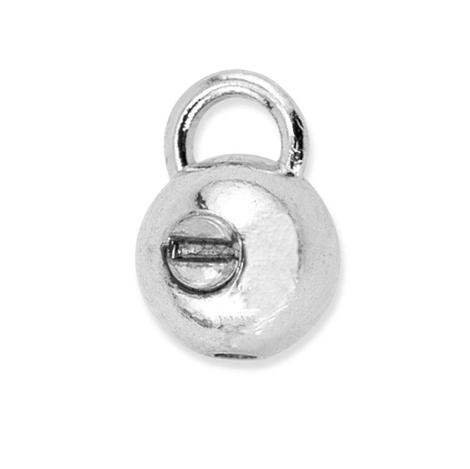 Embout perle ronde scrimp à vis métal argenté 4.5mm avec anneau (2)