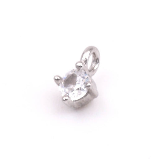 Achat Pendentif charm rond zircon serti argent 925 rhodié - 6x4x3.5mm (1)